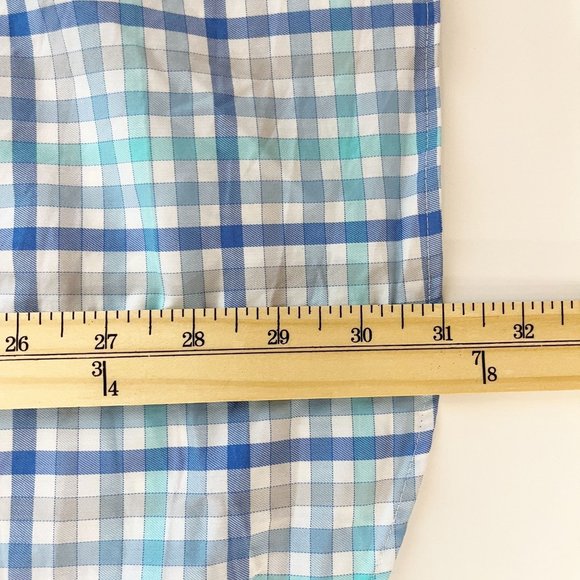 Peter Millar Walker Cotton Stretch Sport Shirt Long Sleeve Blue Plaid MEDIUM - Picture 7 of 7